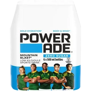 Powerade Zero Mountain Blast Flavoured Sports Drink Bottles 6 x 500ml