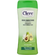 Clere Triple Glycerine Enriched Smoothing Avocado Milk Body Lotion Bottle 400ml