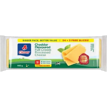 Clover Cheddar Flavoured Sliced Full Cream Processed Cheese 57 Pack