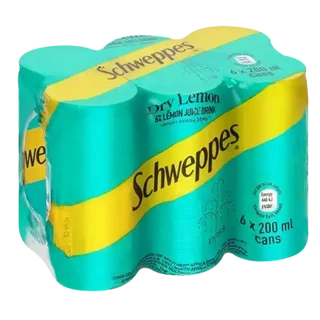 Schweppes Dry Lemon Soft Drink Cans 6 x 200ml