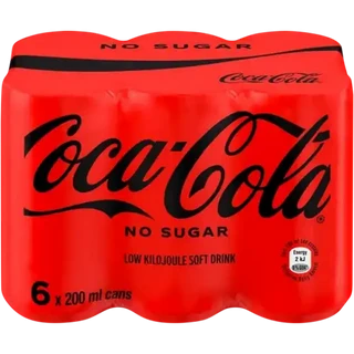 Coca-Cola Zero Soft Drink Cans 6 x 200ml